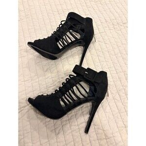 Guess cage heels booties sexy black shoes 8